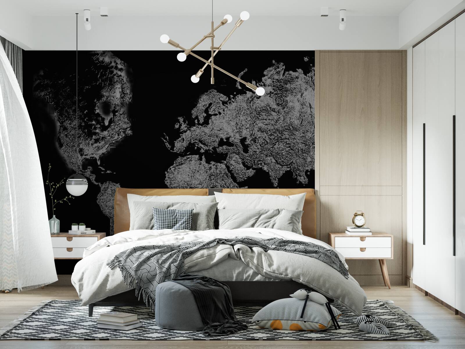 Fototapet harta lumii cu proiecție în relief