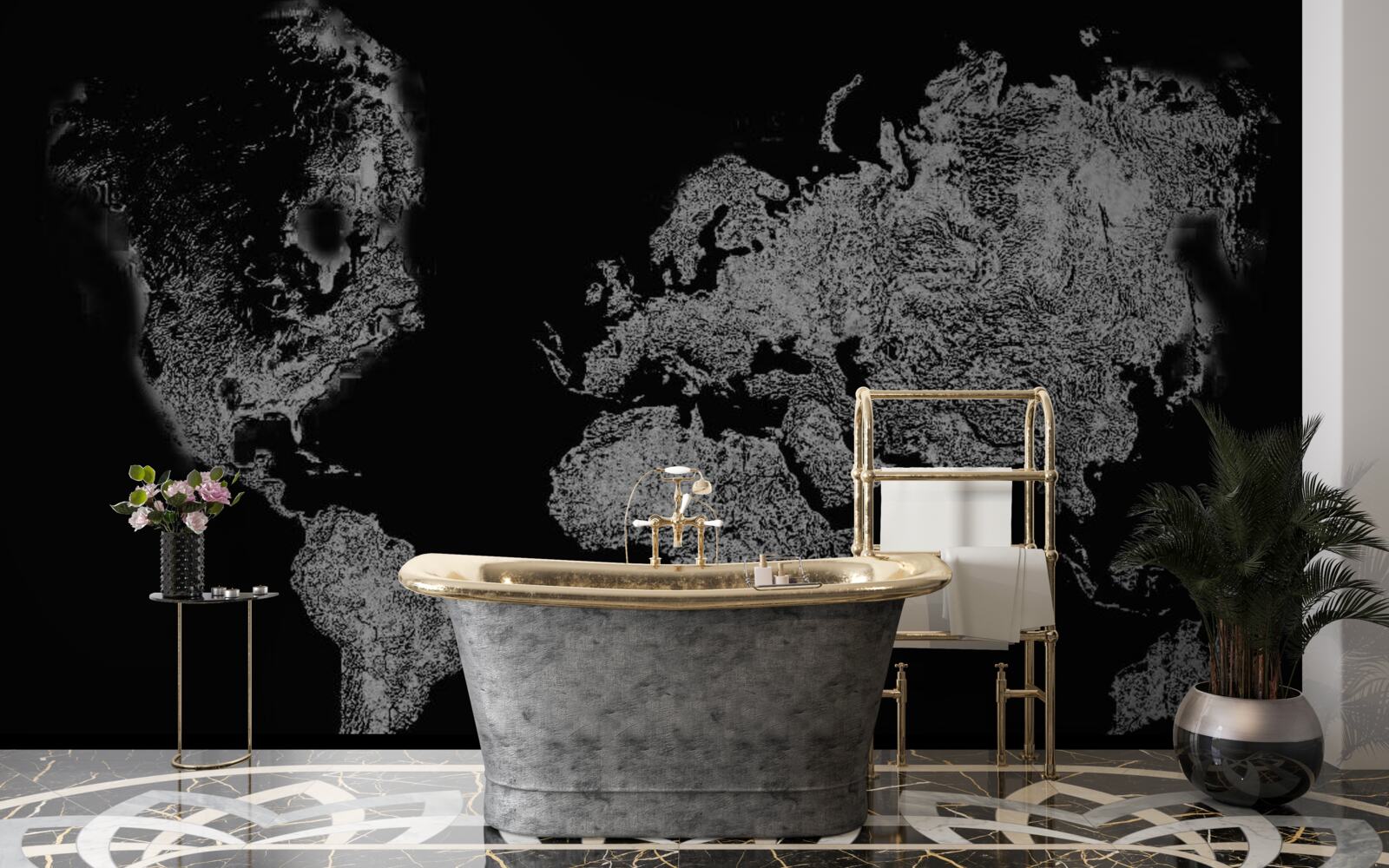 Fototapet harta lumii cu proiecție în relief