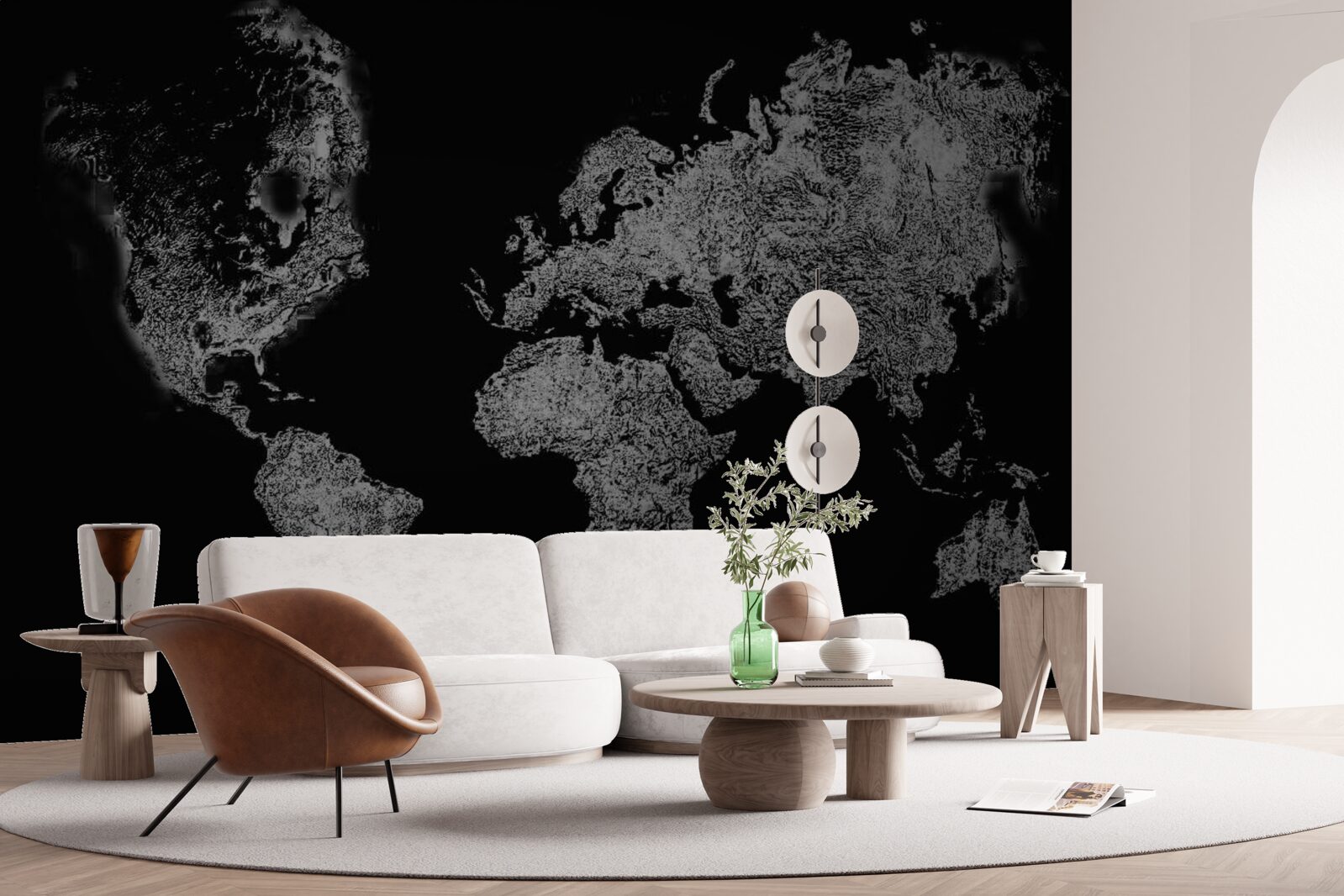 Fototapet harta lumii cu proiecție în relief