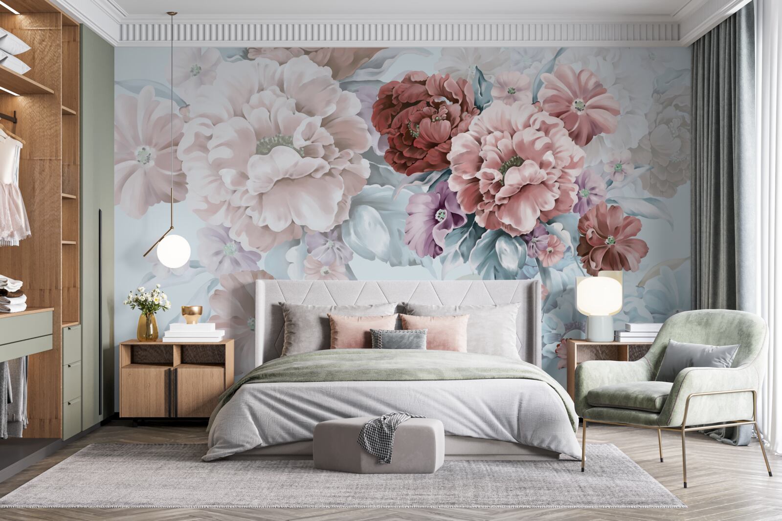 Fototapet grădină de bujori