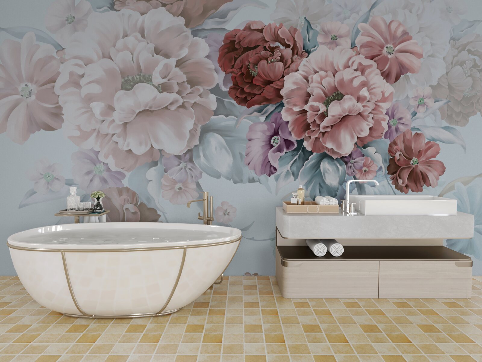 Fototapet grădină de bujori