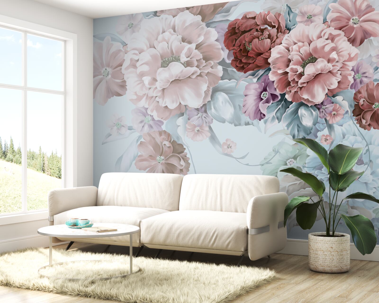 Fototapet grădină de bujori