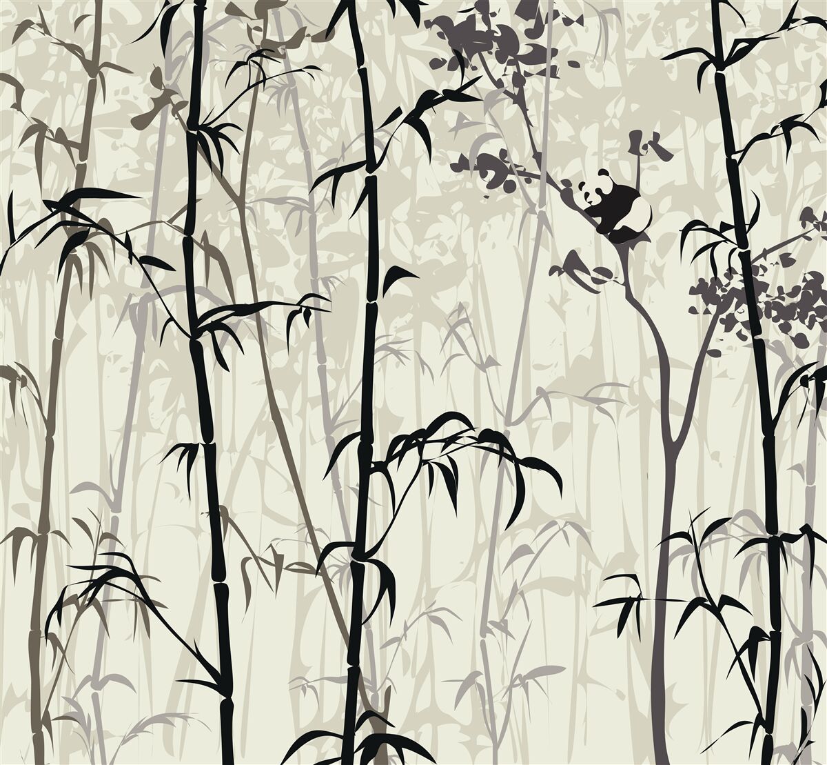 Fototapet puiul de panda se ascunde în buruieni