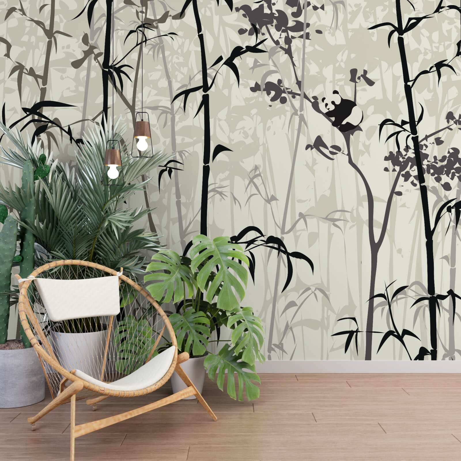 Fototapet puiul de panda se ascunde în buruieni