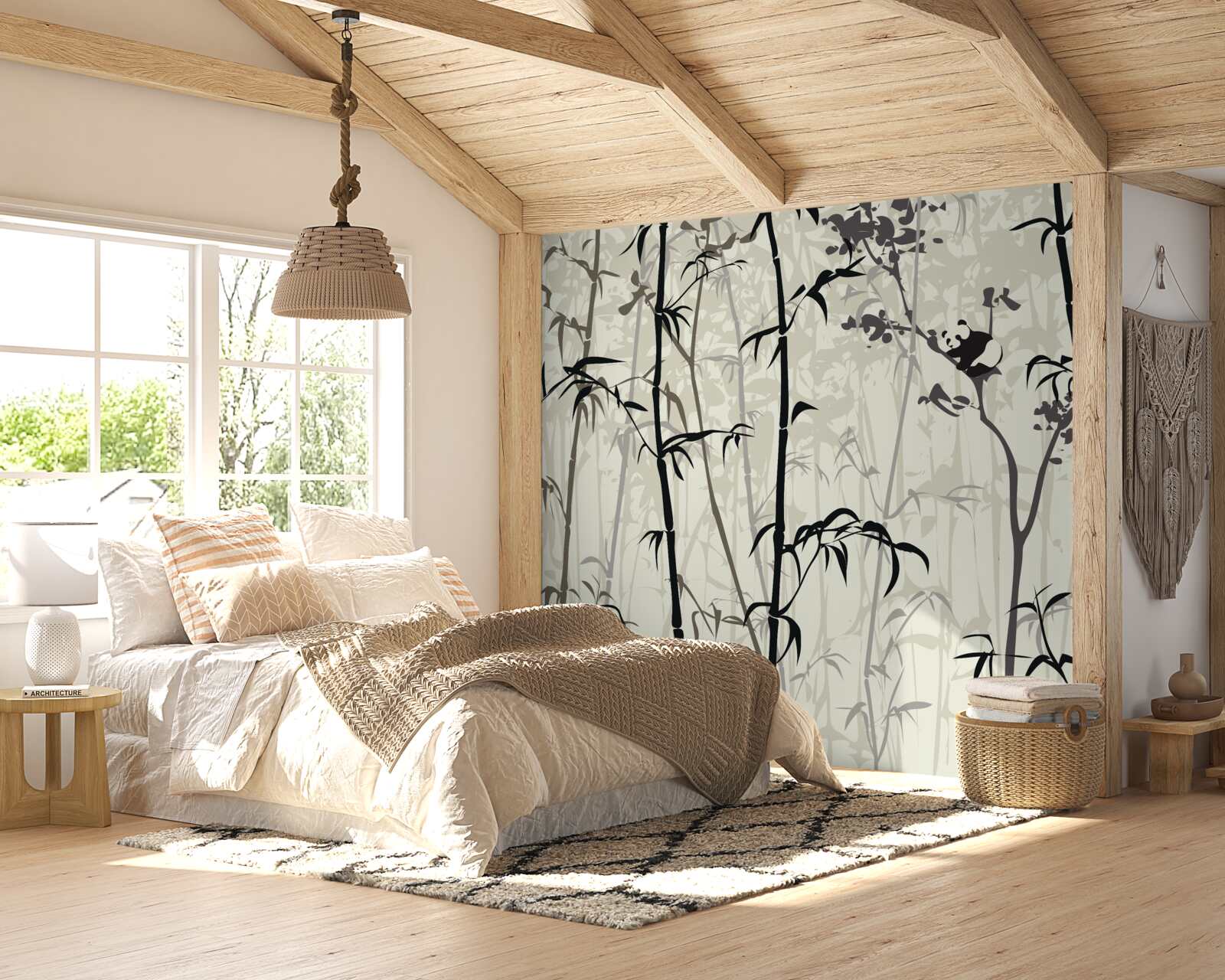 Fototapet puiul de panda se ascunde în buruieni