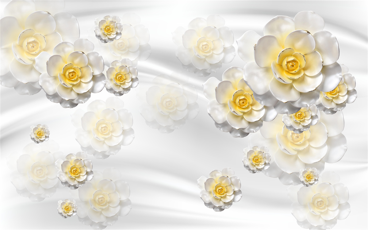 Fototapet florile sunt albe ca zăpada, cu un centru gălbui