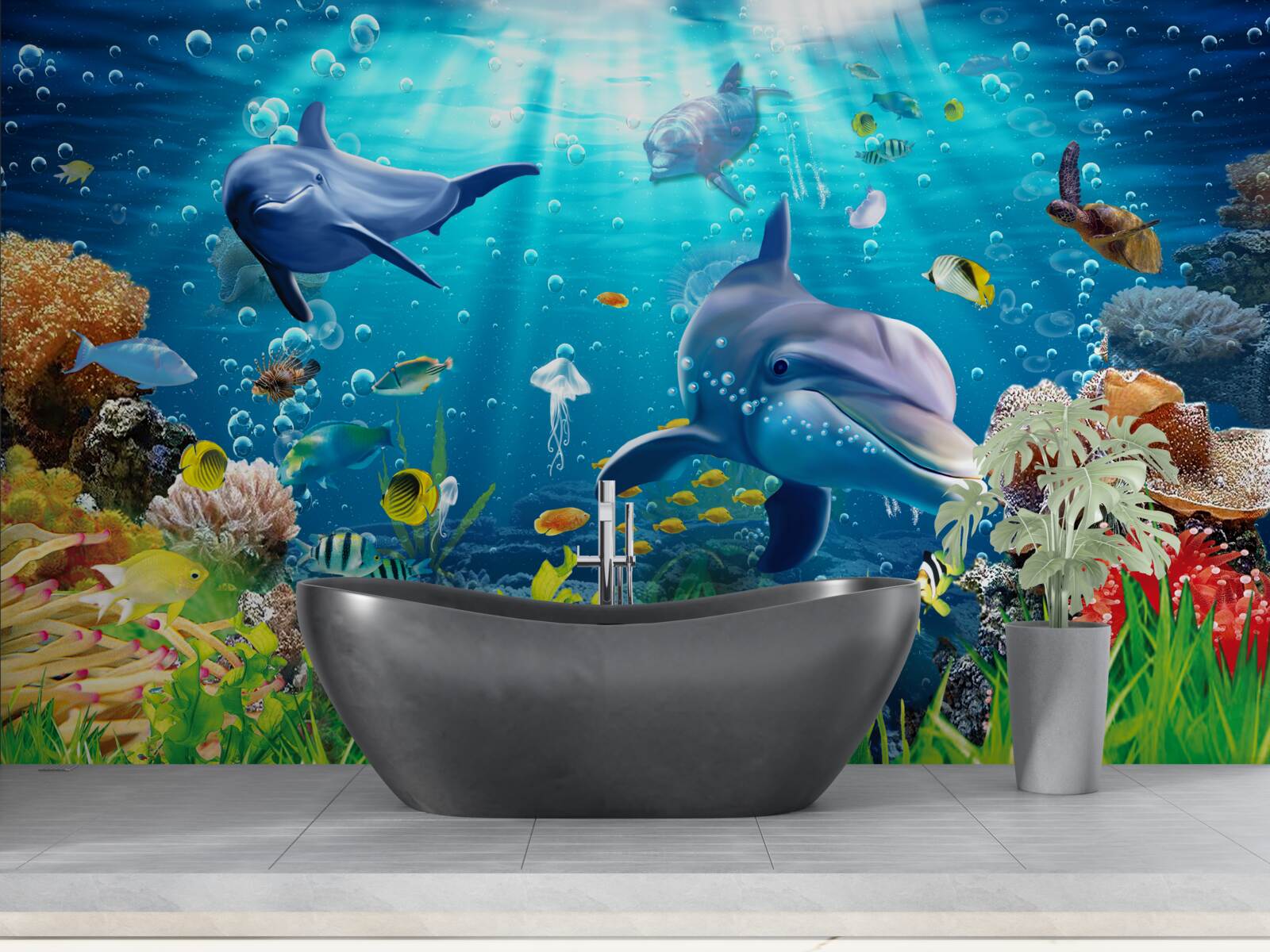 Fototapet delfinii trăiesc pe fundul mării