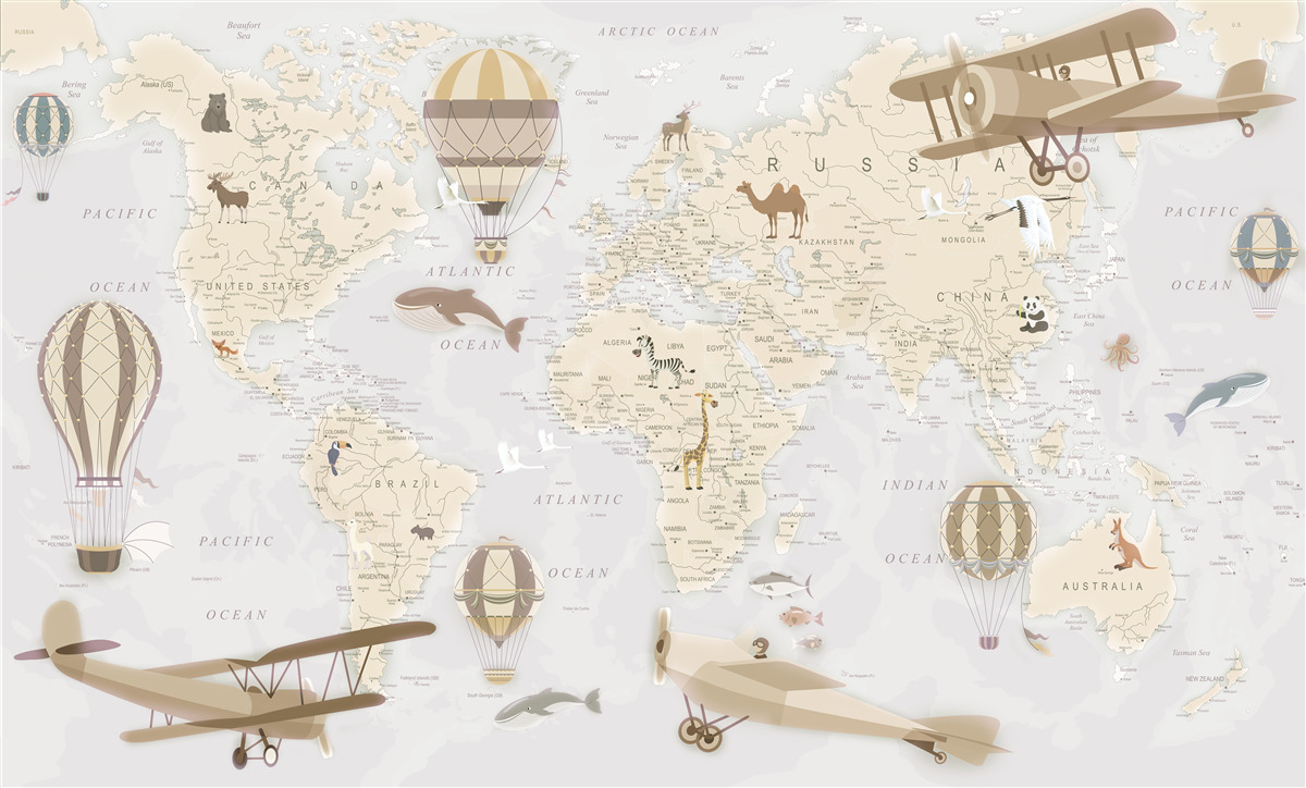 Fototapet harta lumii cu detalii maxime