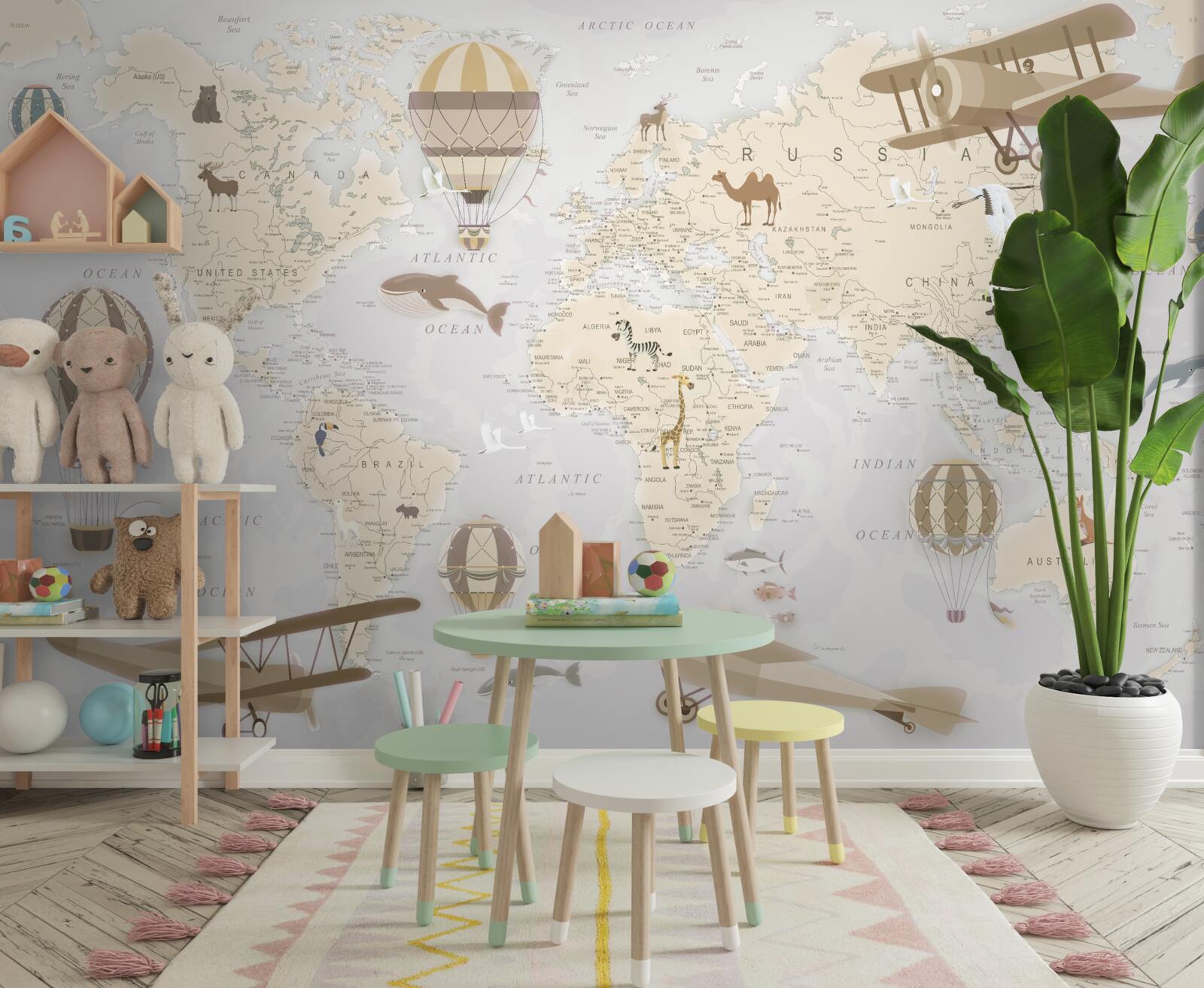 Fototapet harta lumii cu detalii maxime