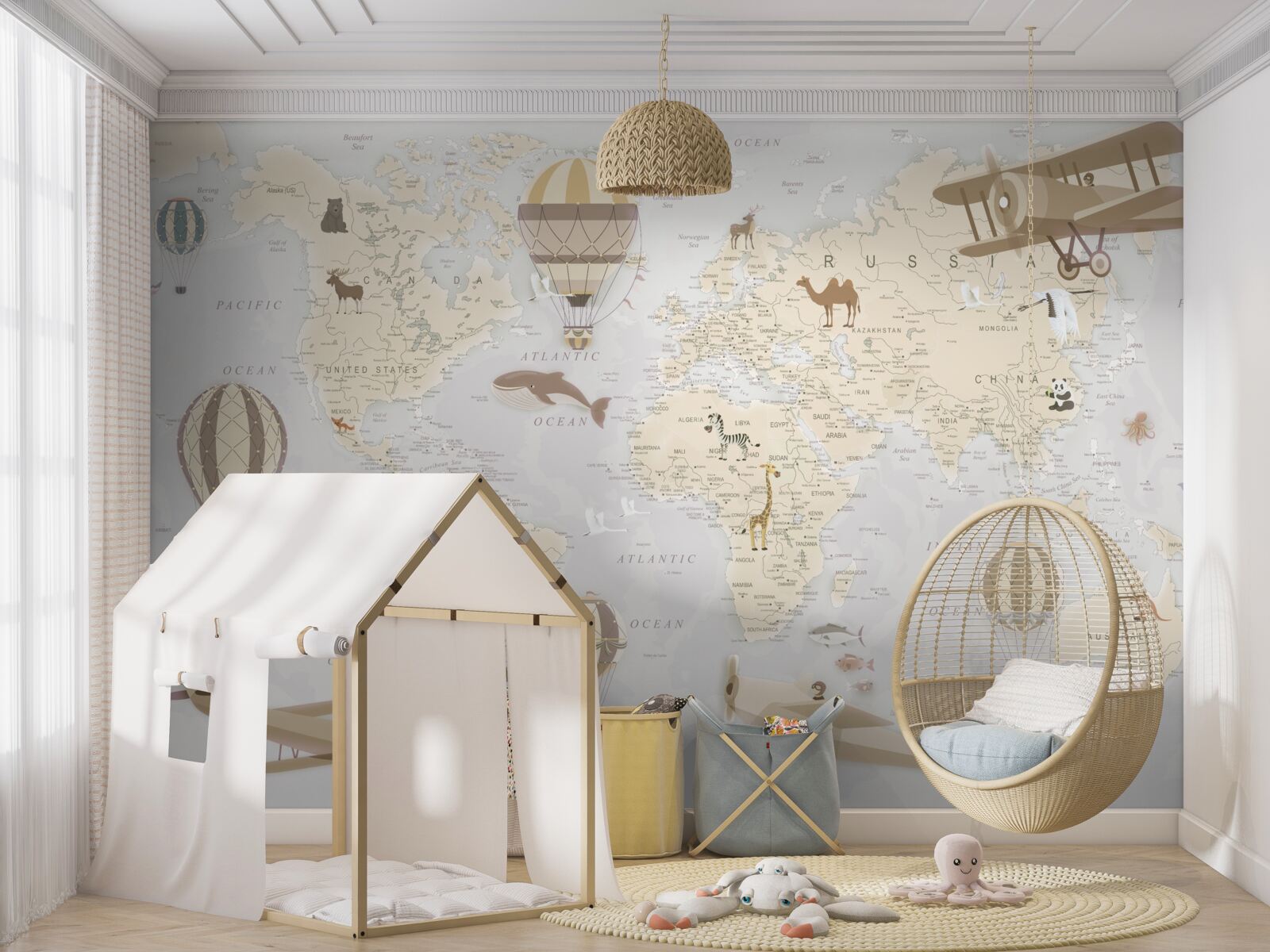 Fototapet harta lumii cu detalii maxime