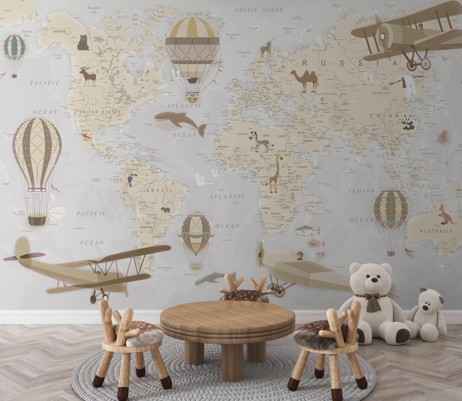 Fototapet harta lumii cu detalii maxime