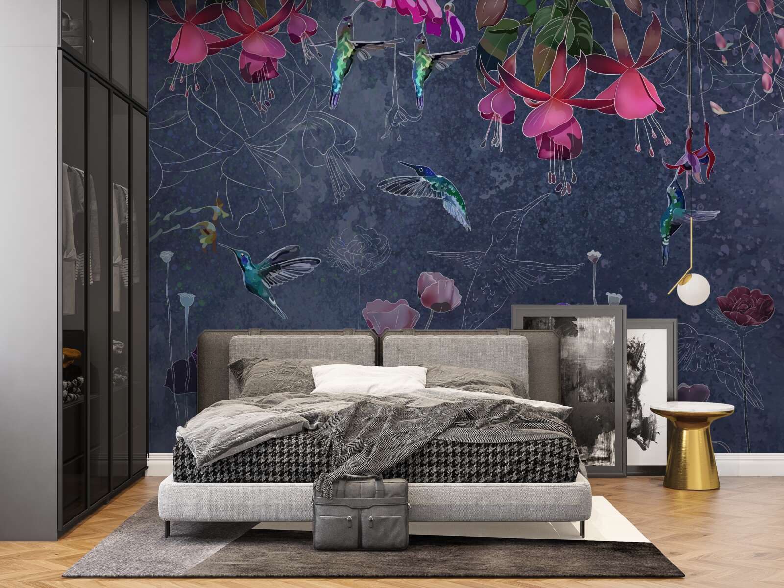 Fototapet nectarul florilor este o băutură pentru colibri