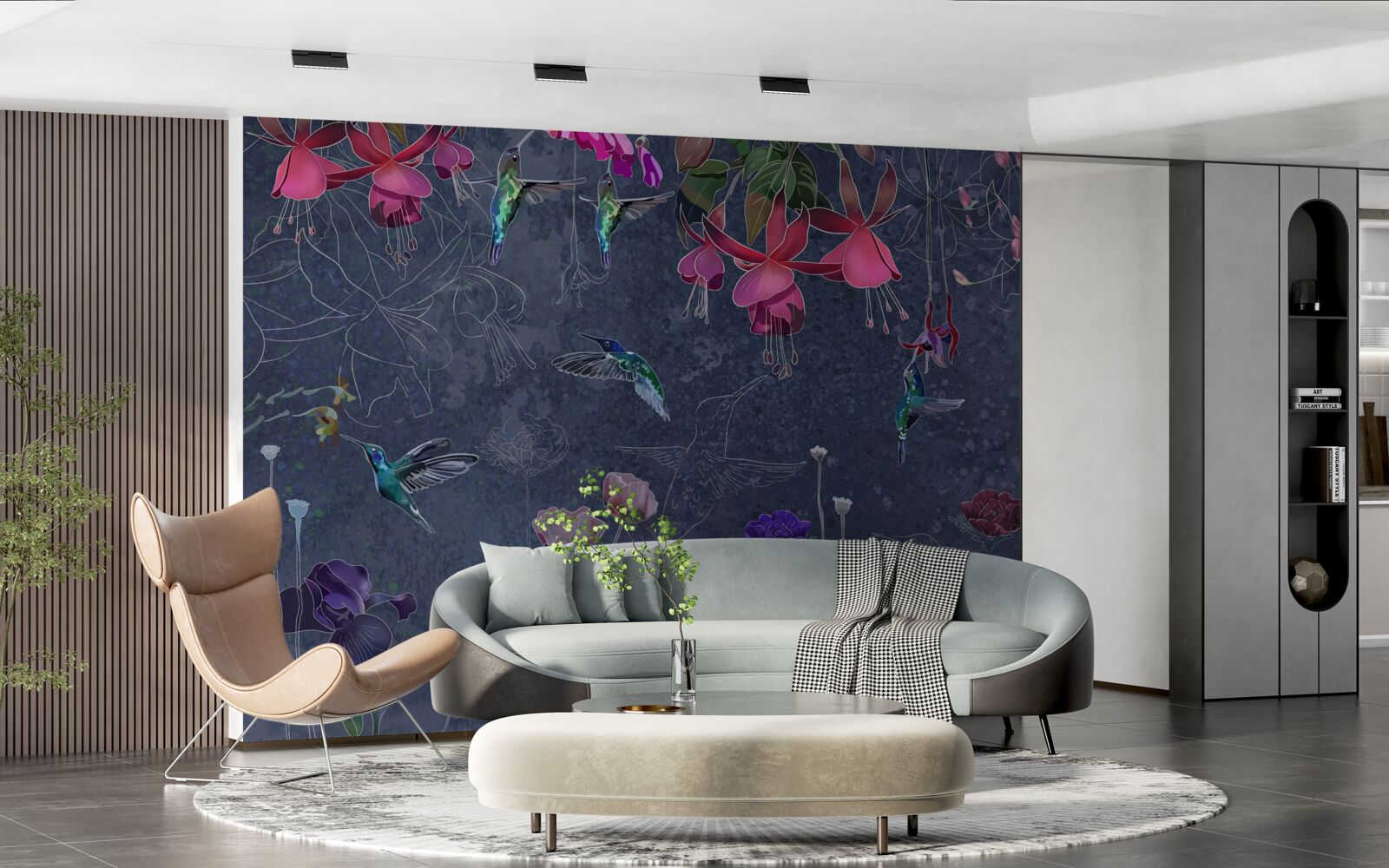 Fototapet nectarul florilor este o băutură pentru colibri