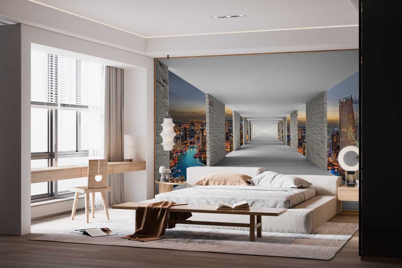 Fototapet galerie 3d peste clădiri de oraș