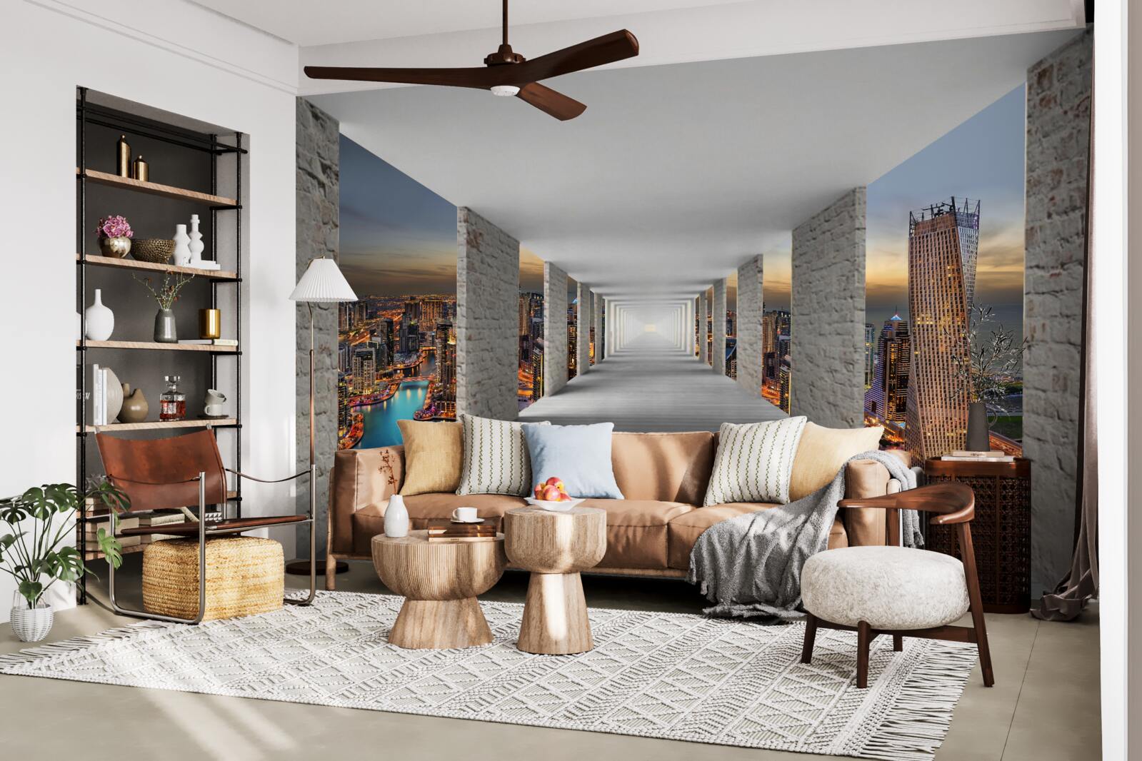 Fototapet galerie 3d peste clădiri de oraș