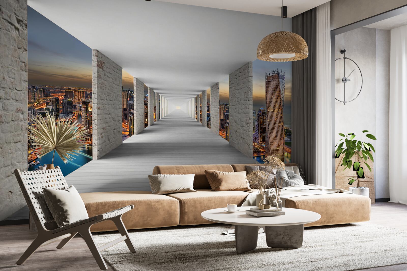 Fototapet galerie 3d peste clădiri de oraș