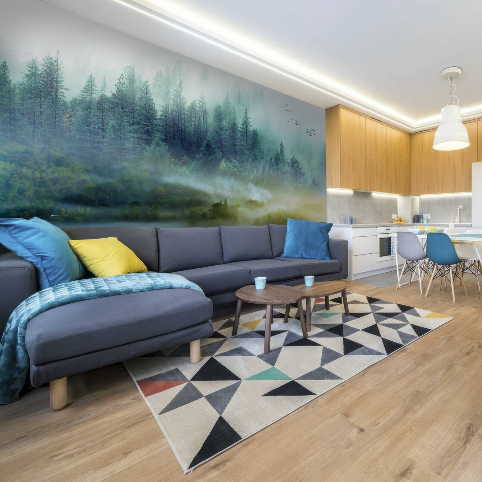 Fototapet liniște fascinantă în pădurea cețoasă