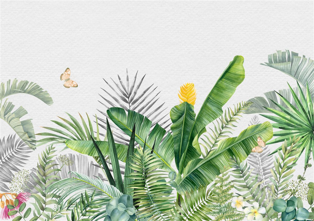 Fototapet floră tropicală pe un fundal luminos