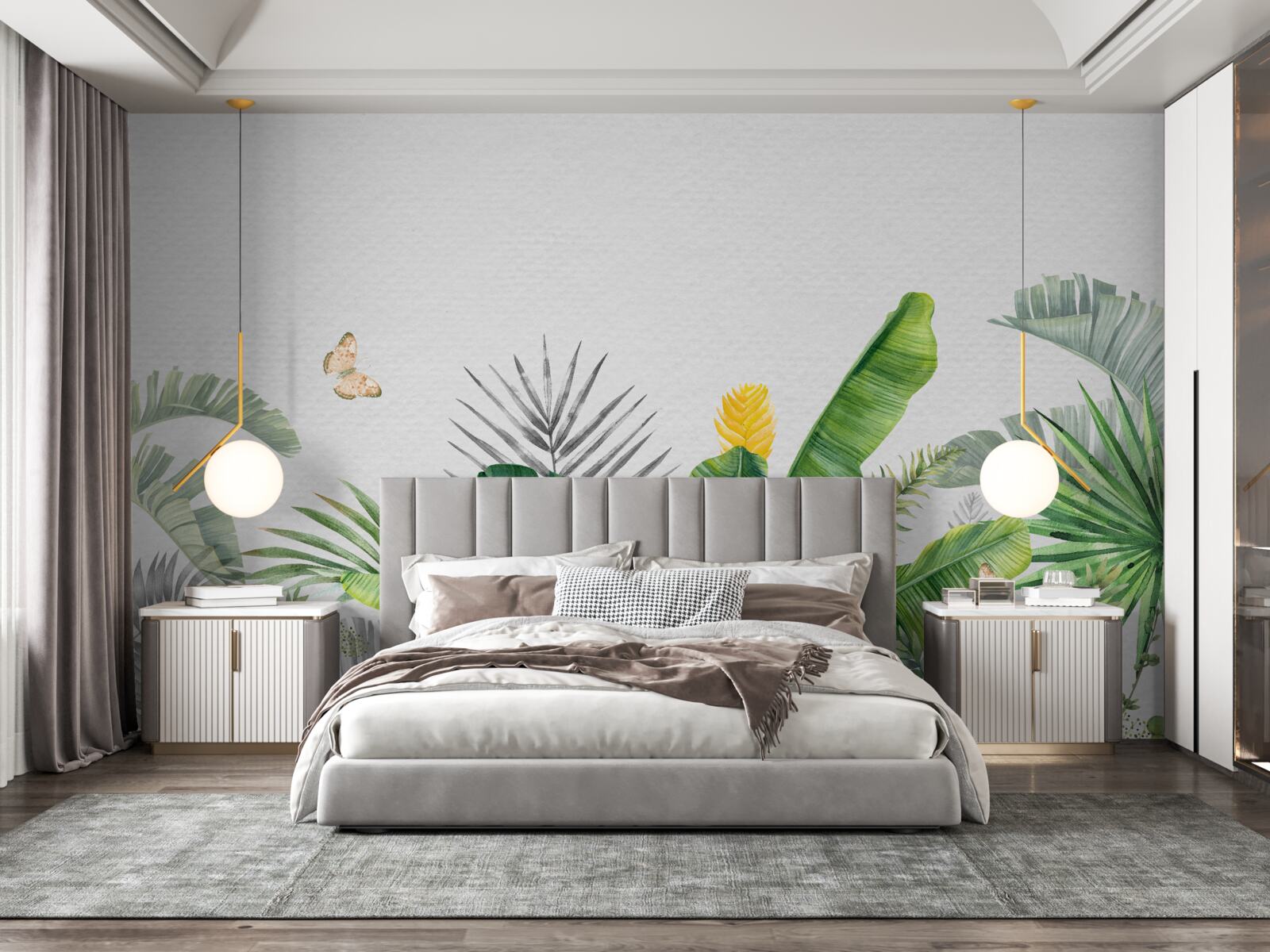 Fototapet floră tropicală pe un fundal luminos