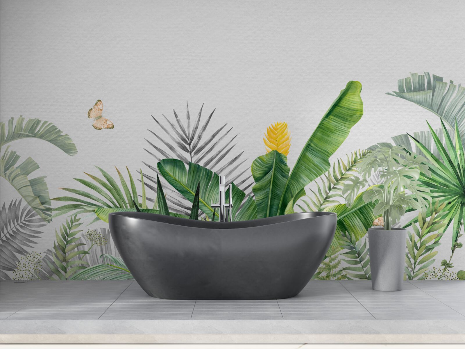 Fototapet floră tropicală pe un fundal luminos