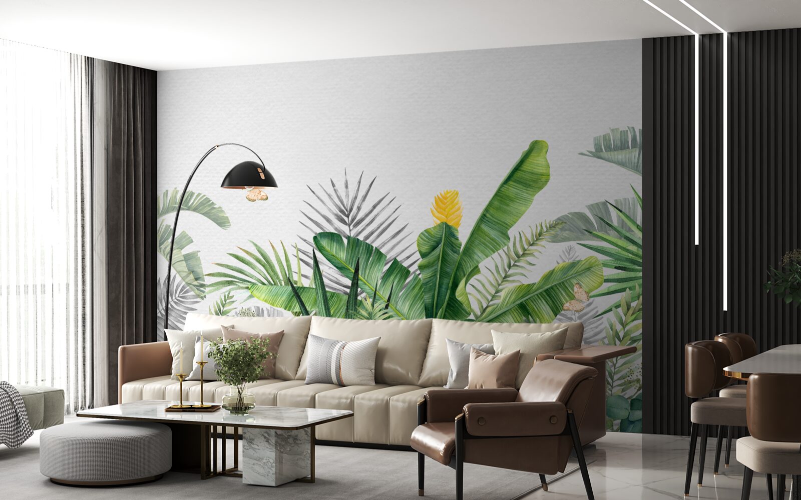 Fototapet floră tropicală pe un fundal luminos