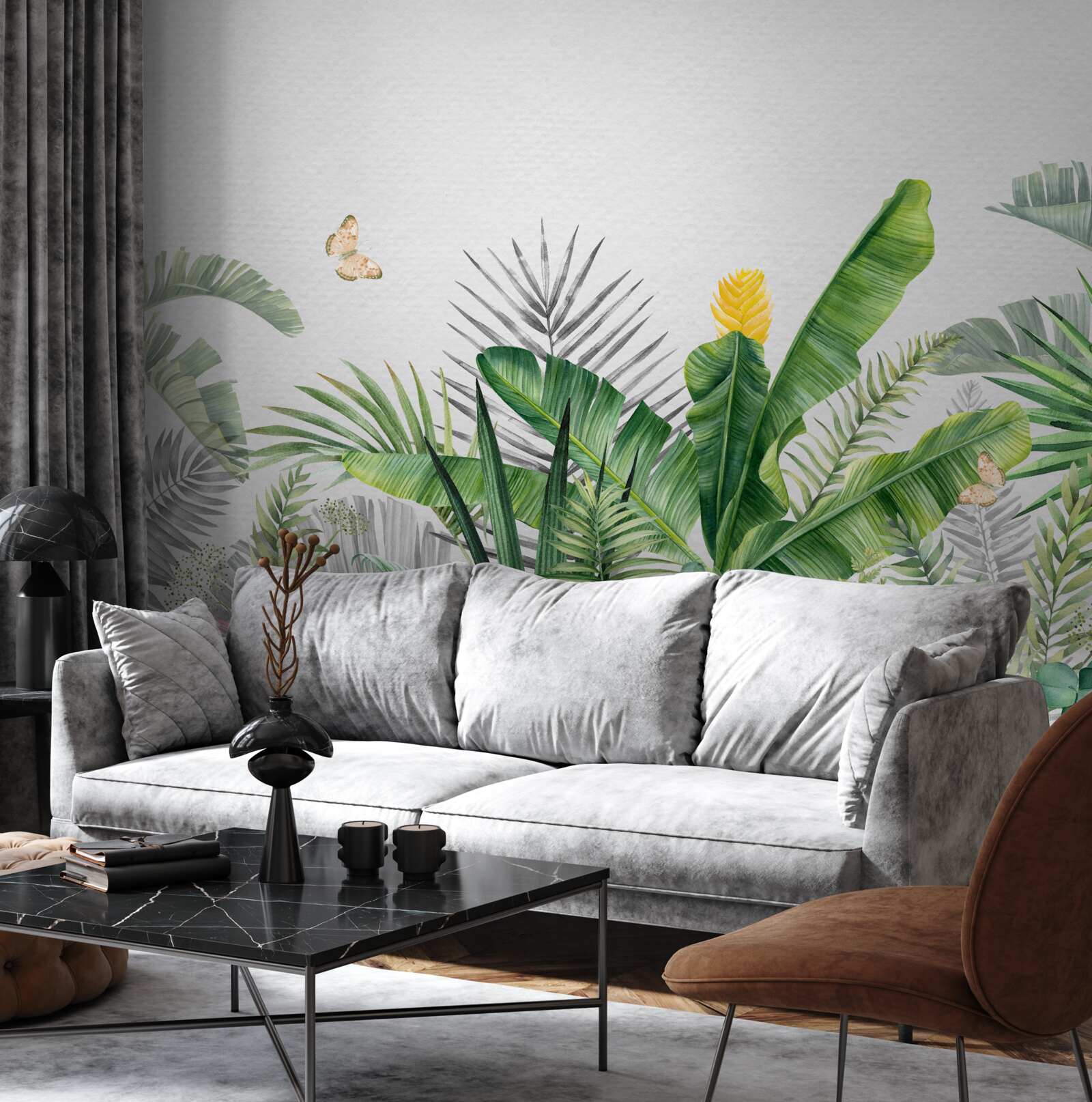 Fototapet floră tropicală pe un fundal luminos