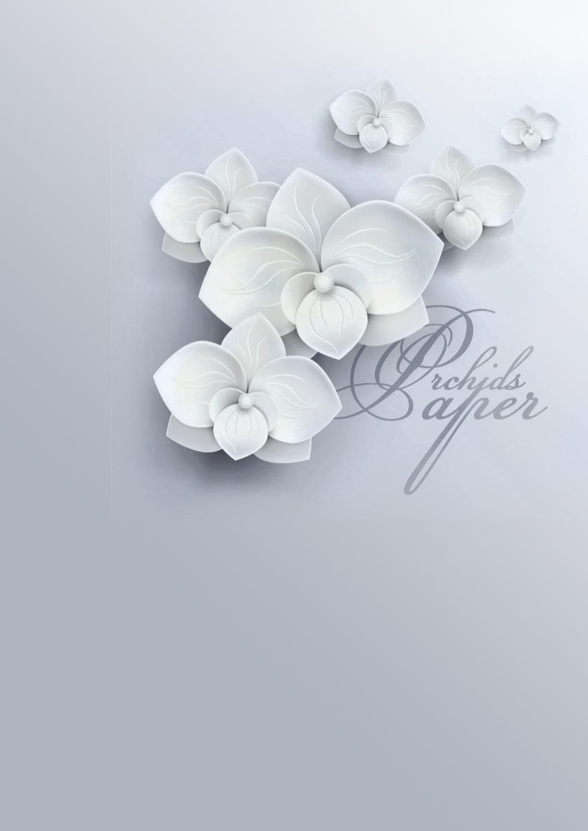 Fototapet fundal gri decorat cu orhidee albe