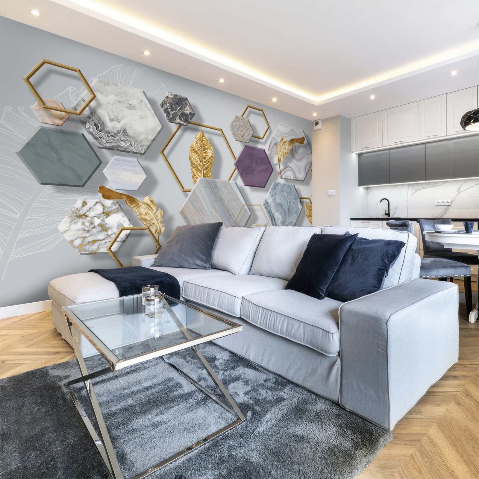 Fototapet pentagoni cu conținuturi diferite