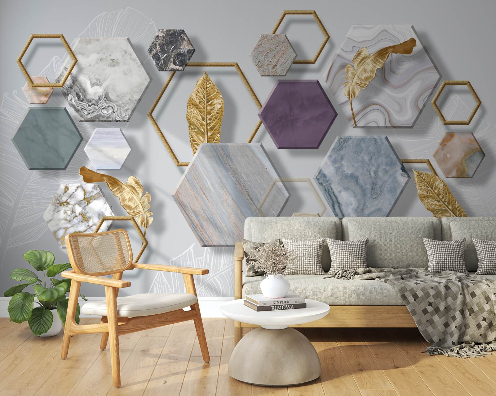 Fototapet pentagoni cu conținuturi diferite