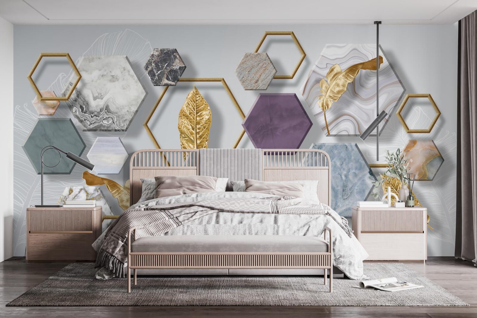 Fototapet pentagoni cu conținuturi diferite