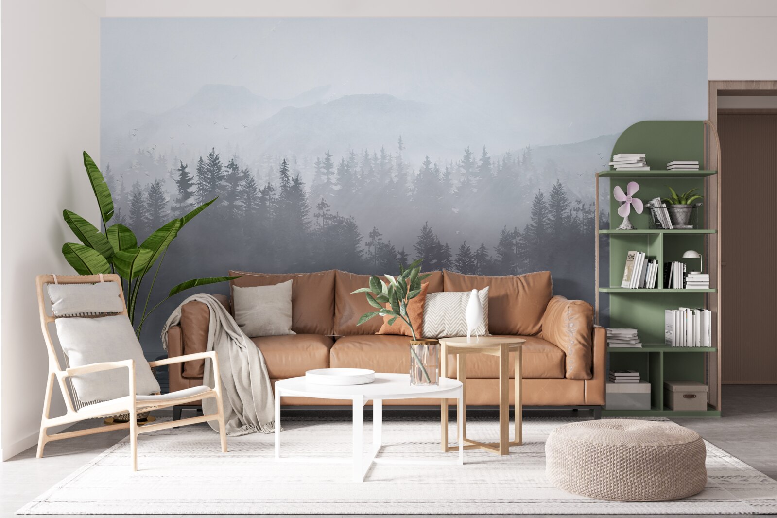 Fototapet Cocorul trăiește singur pe o stâncă în mijlocul unui lac