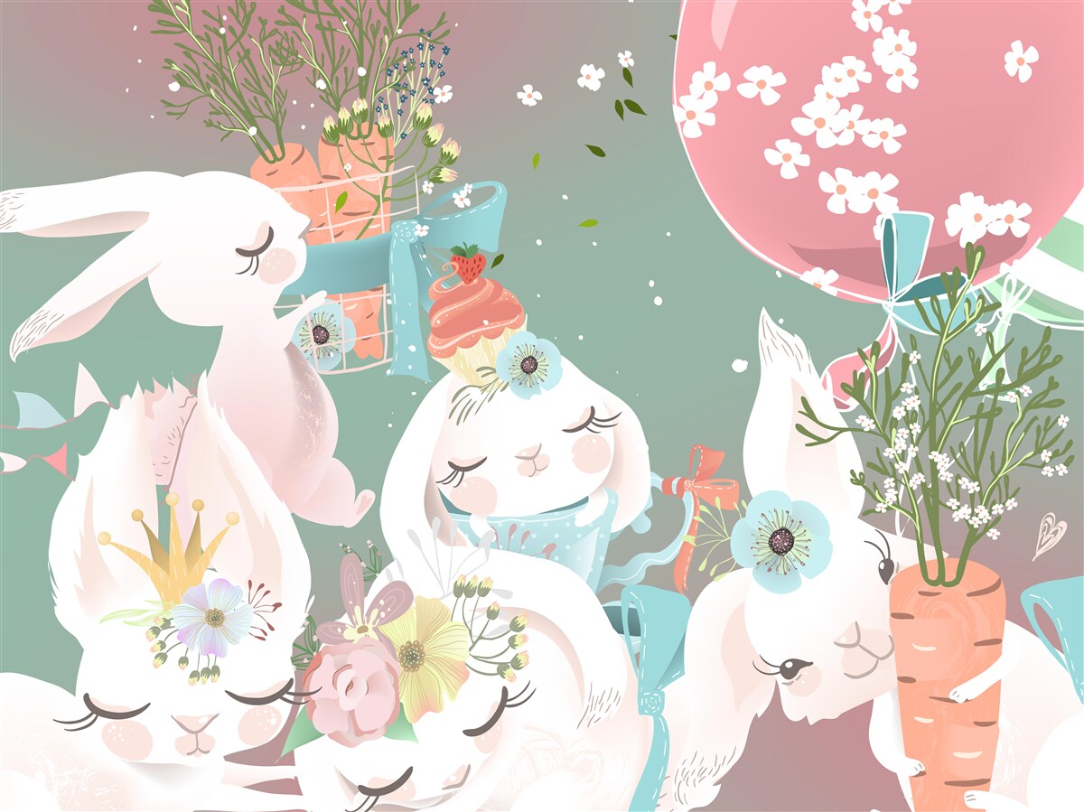 Fototapet iepuri drăguți din basme