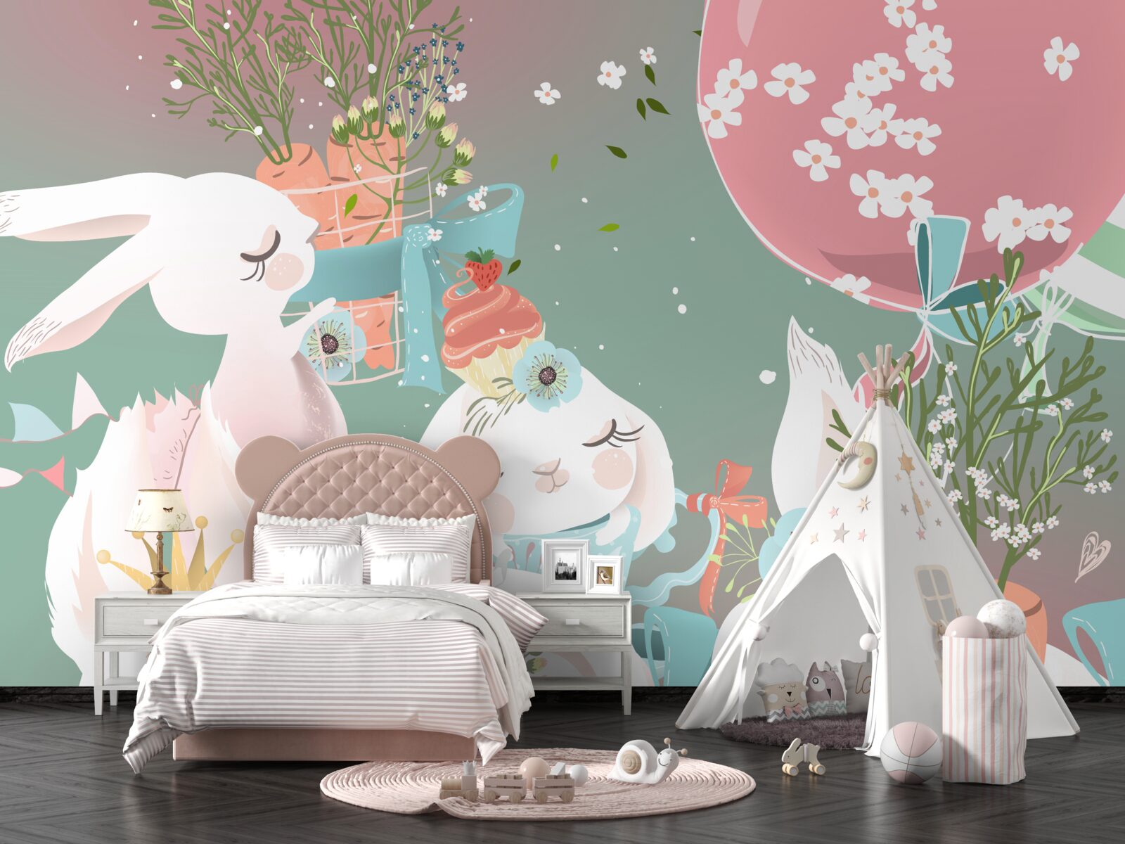 Fototapet iepuri drăguți din basme