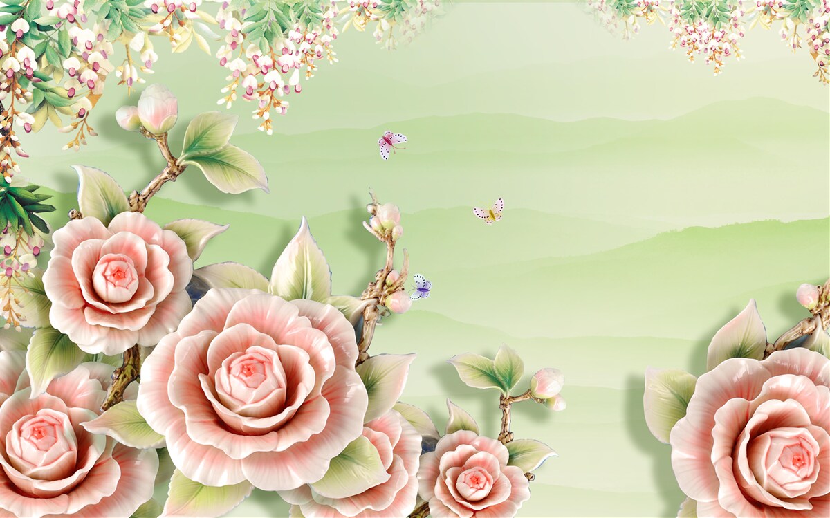 Fototapet trandafiri magnifici din porțelan