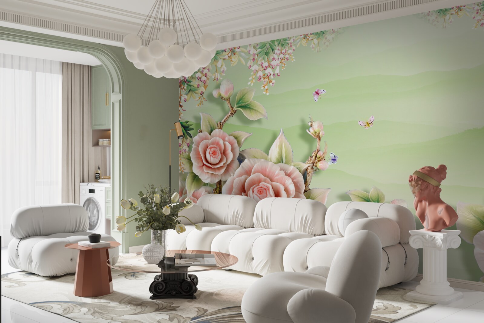 Fototapet trandafiri magnifici din porțelan