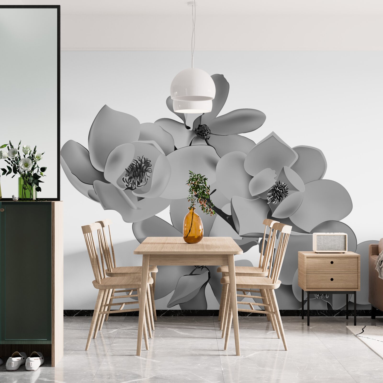 Fototapet flori cărămizii pe un fundal alb pur