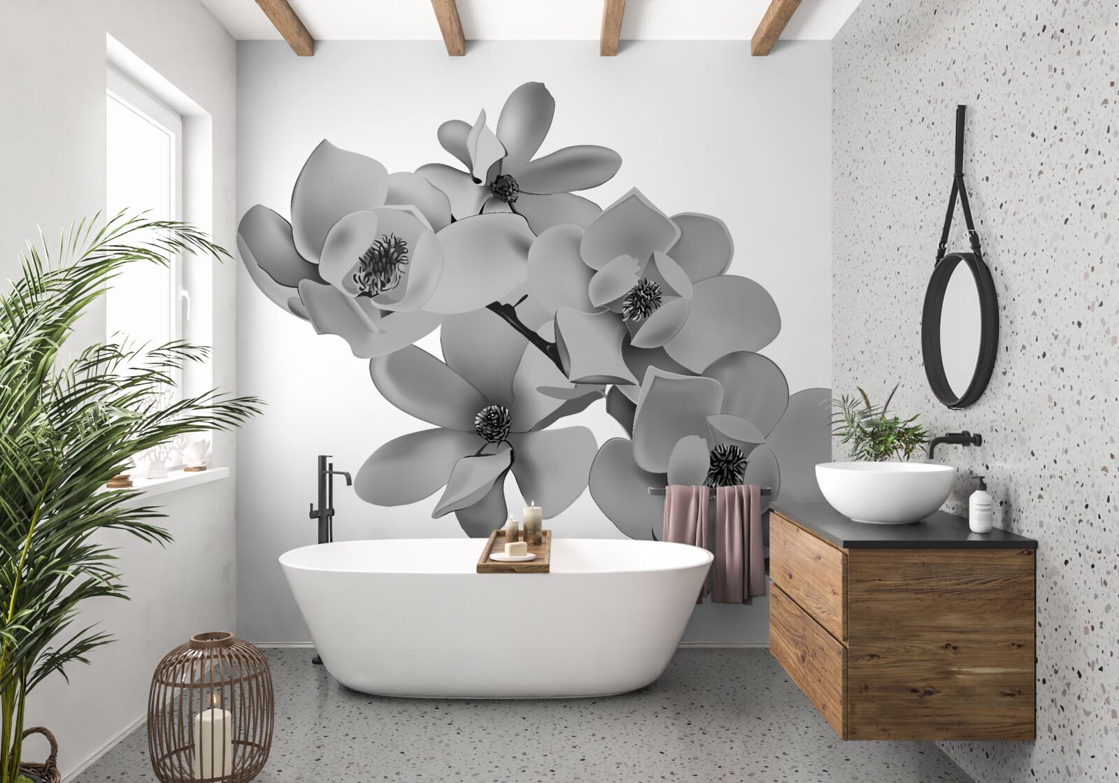 Fototapet flori cărămizii pe un fundal alb pur