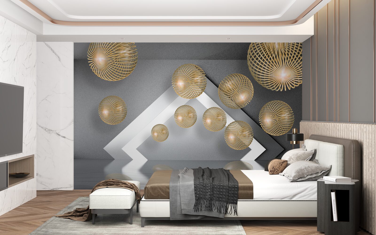 Fototapet bile de bronz plutitoare texturate