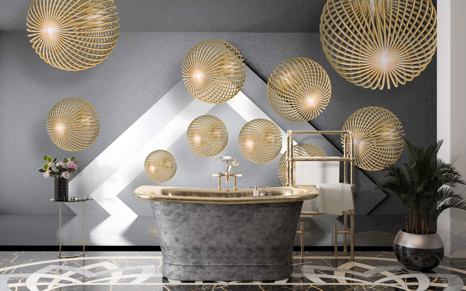 Fototapet bile de bronz plutitoare texturate