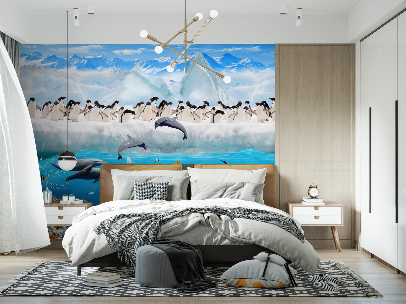 Fototapet delfinii și pinguinii trăiesc în recifele de corali