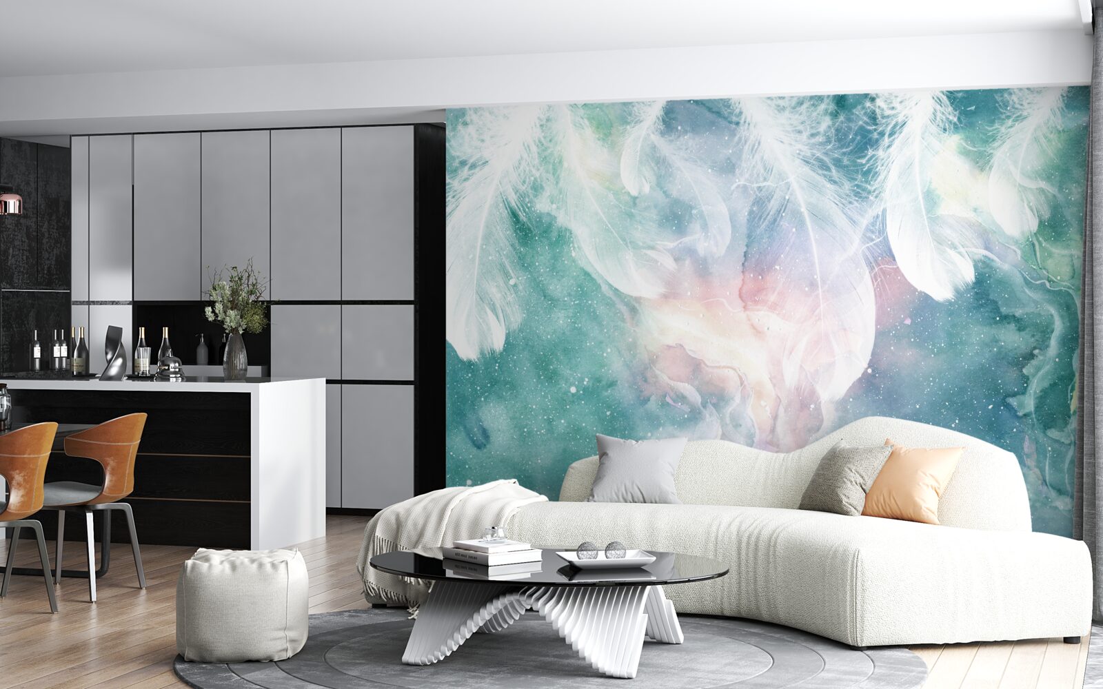 Fototapet fundal cu pene spațiu