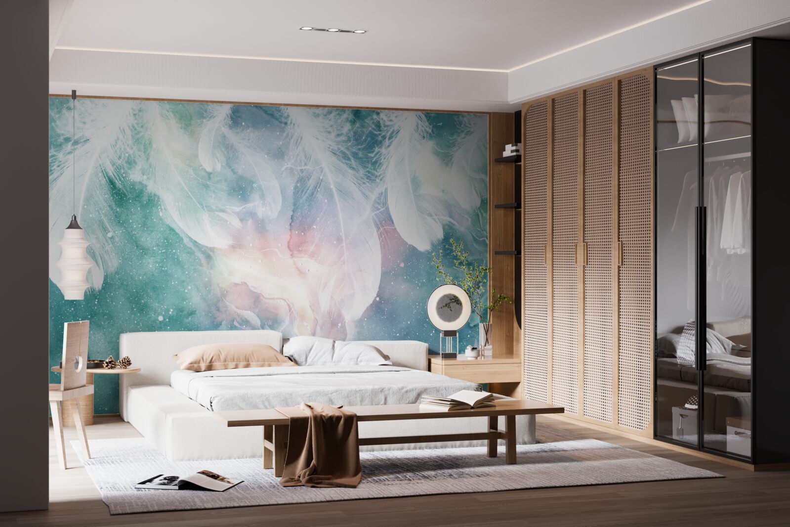 Fototapet fundal cu pene spațiu