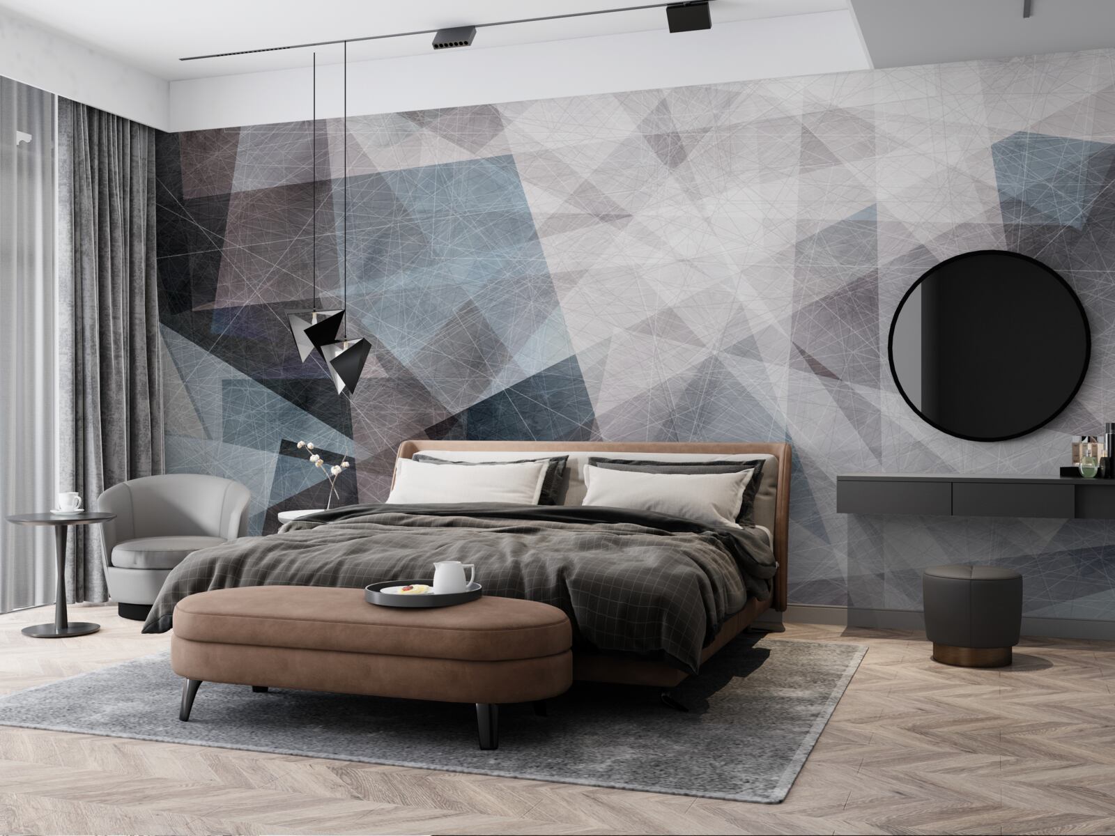 Fototapet abstractul conține triunghiuri gri