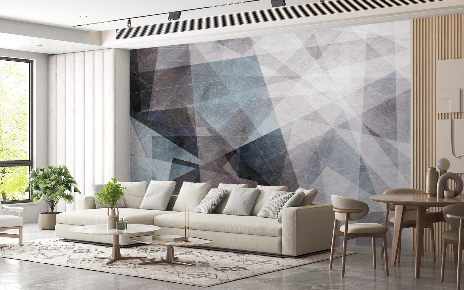 Fototapet abstractul conține triunghiuri gri