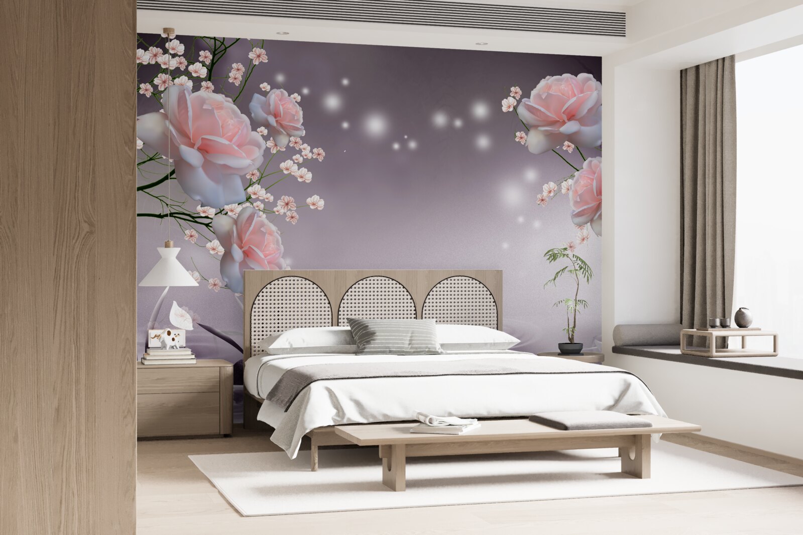 Fototapet flori care se deschid deasupra suprafeței apei