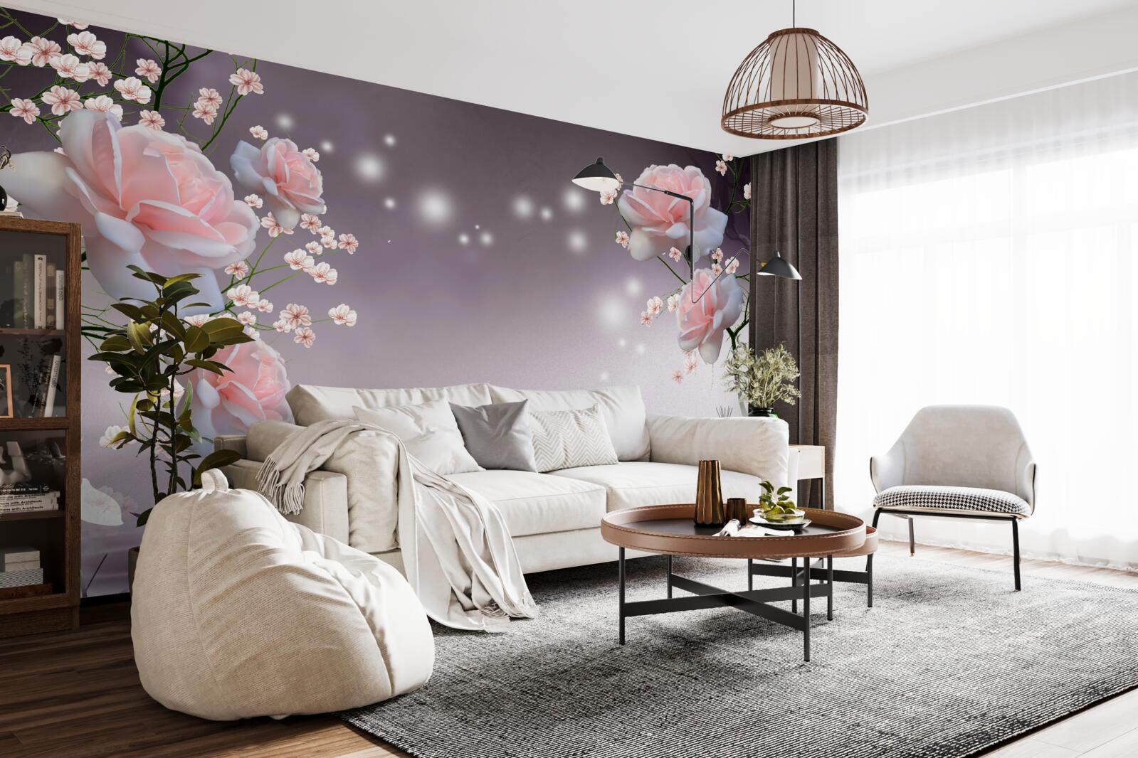 Fototapet flori care se deschid deasupra suprafeței apei