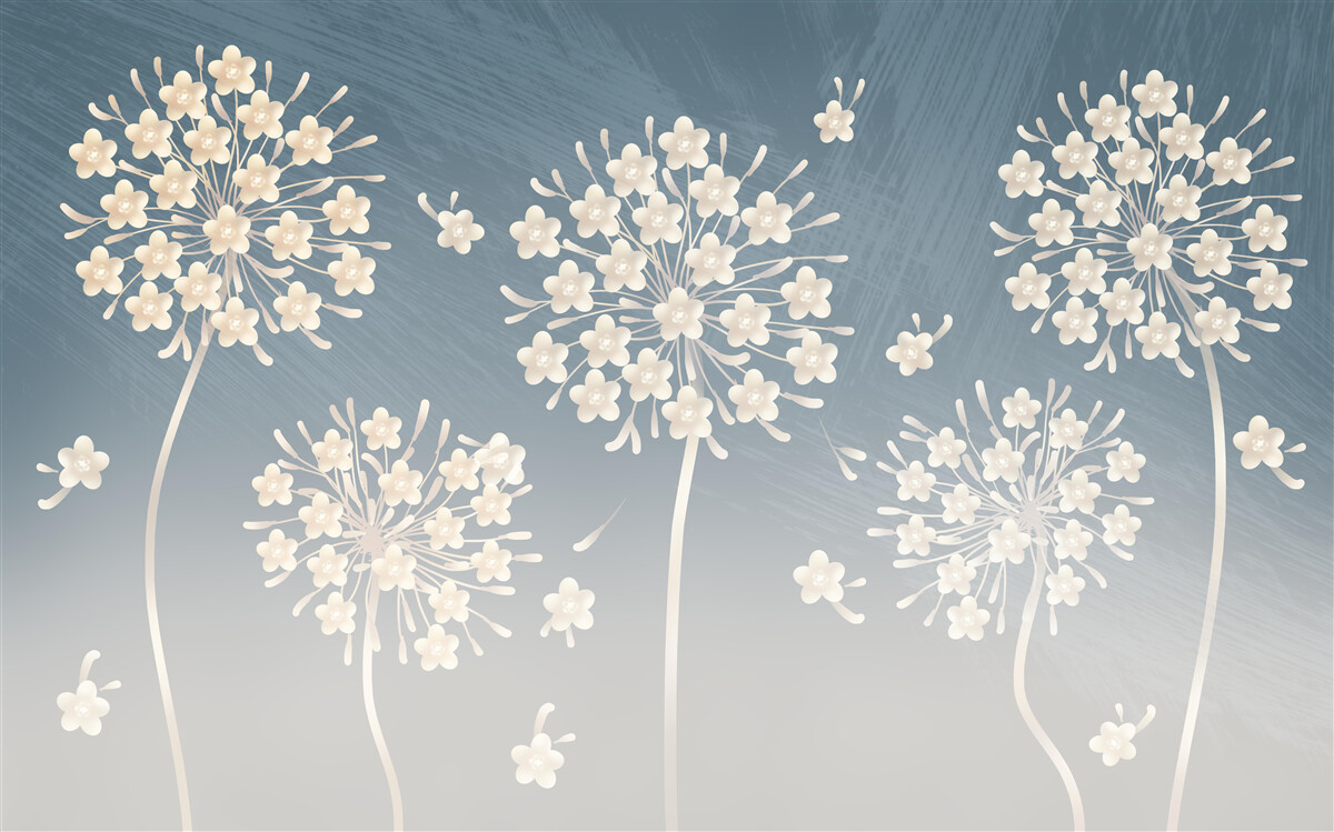 Fototapet Flori albe ca zăpada pe un cer albastru