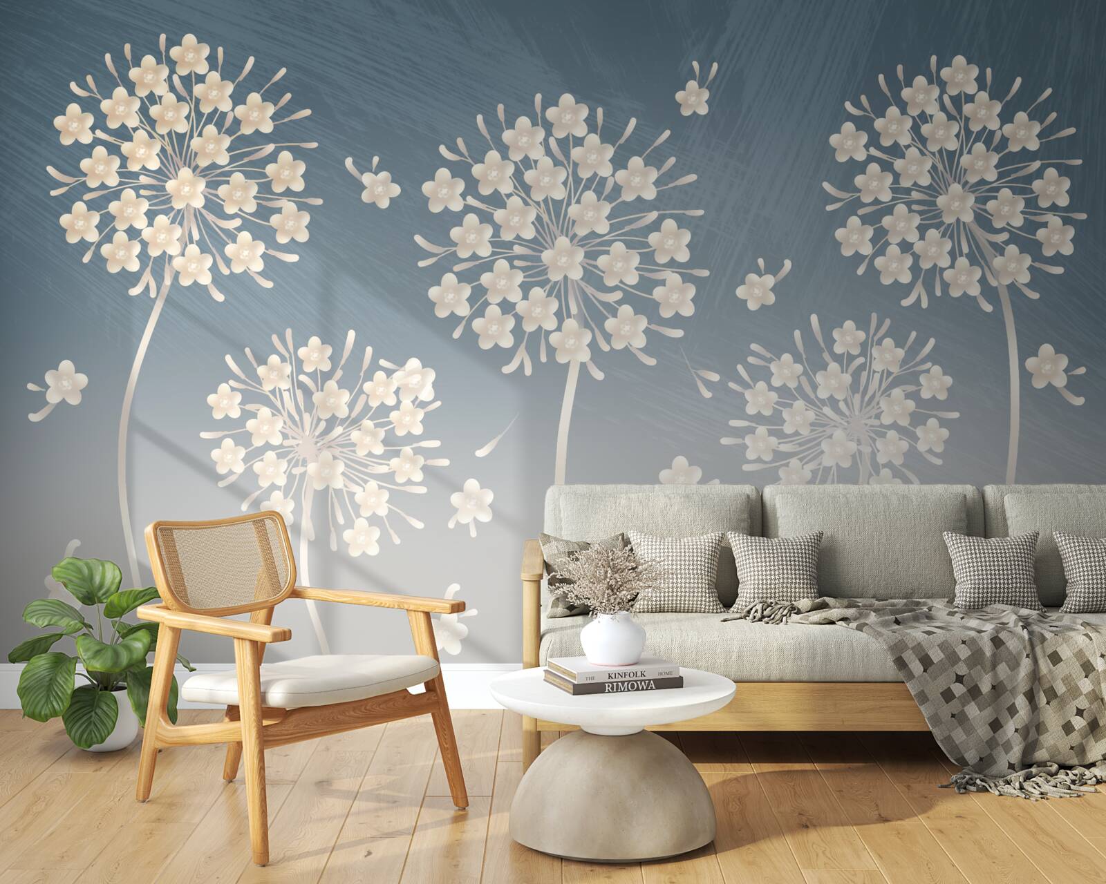 Fototapet Flori albe ca zăpada pe un cer albastru