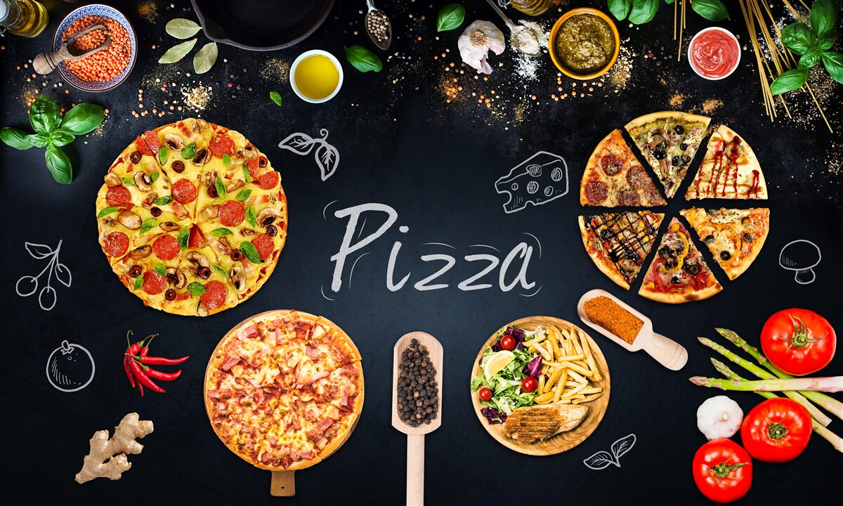 Fototapet alte produse alimentare, cum ar fi pizza