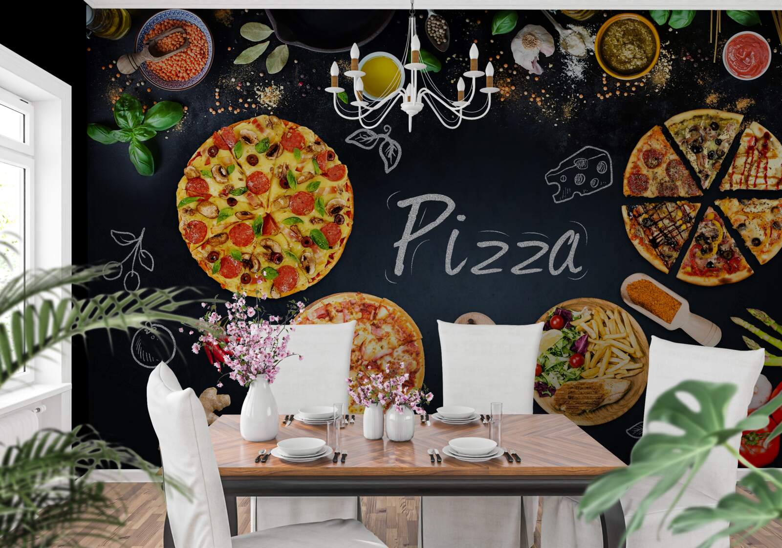 Fototapet alte produse alimentare, cum ar fi pizza